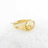 Citrine Silver Ring - 8x10mm Oval Sterling Silver Ring - Gold Plated Ring - Engagement Ring - Handmade Ring - Gift for Mother - Dainty Ring